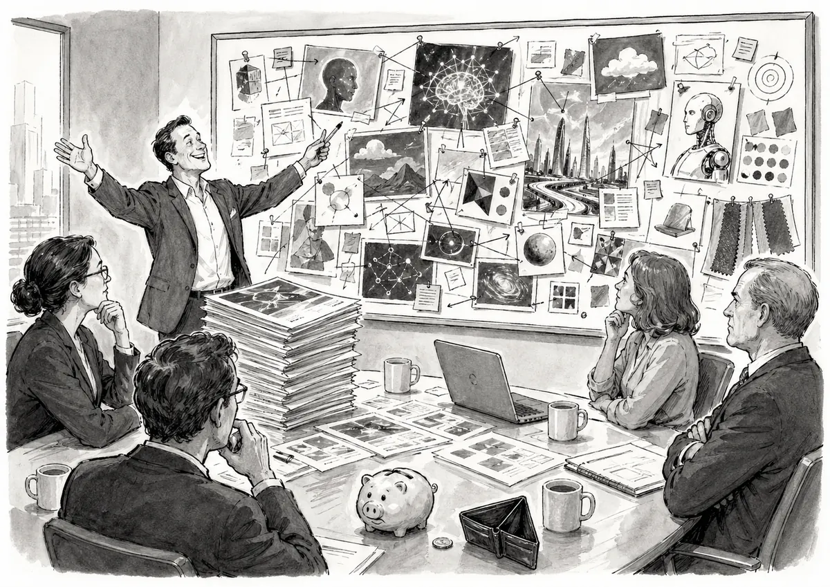 The AI Strategy is a Mood Board, a BizHacker.io cartoon