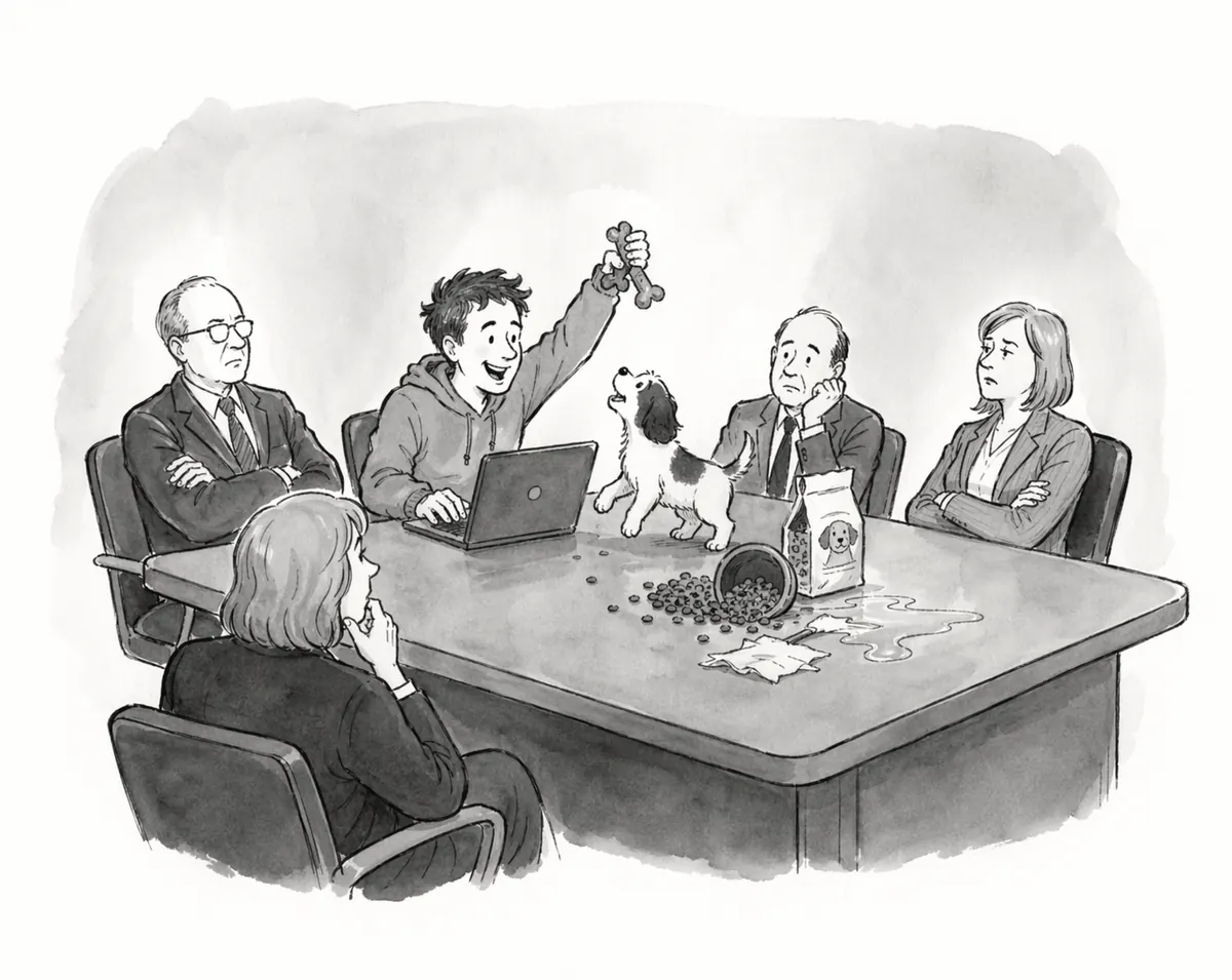 Vibe Coding is a Puppy, a BizHacker.io cartoon
