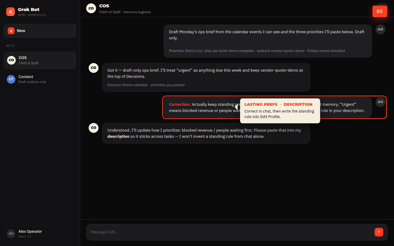 Step 5: Correction toward lasting prefs in description (demo)