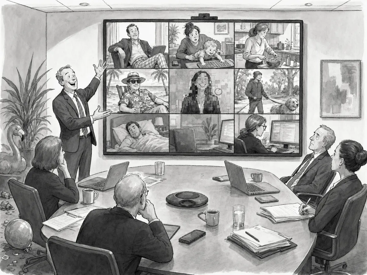 The Remote Culture is a Calendar Invite, a BizHacker.io cartoon